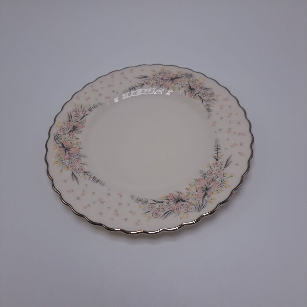 Syracuse China Elizabeth Floral Platinum Gilt Scalloped Bread Butter Plate
